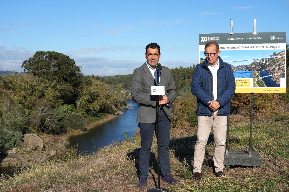 Luis López informa dun investimento de 100.000 euros da Deputación para iniciar no 2027 a construción da primeira ponte colgante e peonil entre As Neves e Monçao