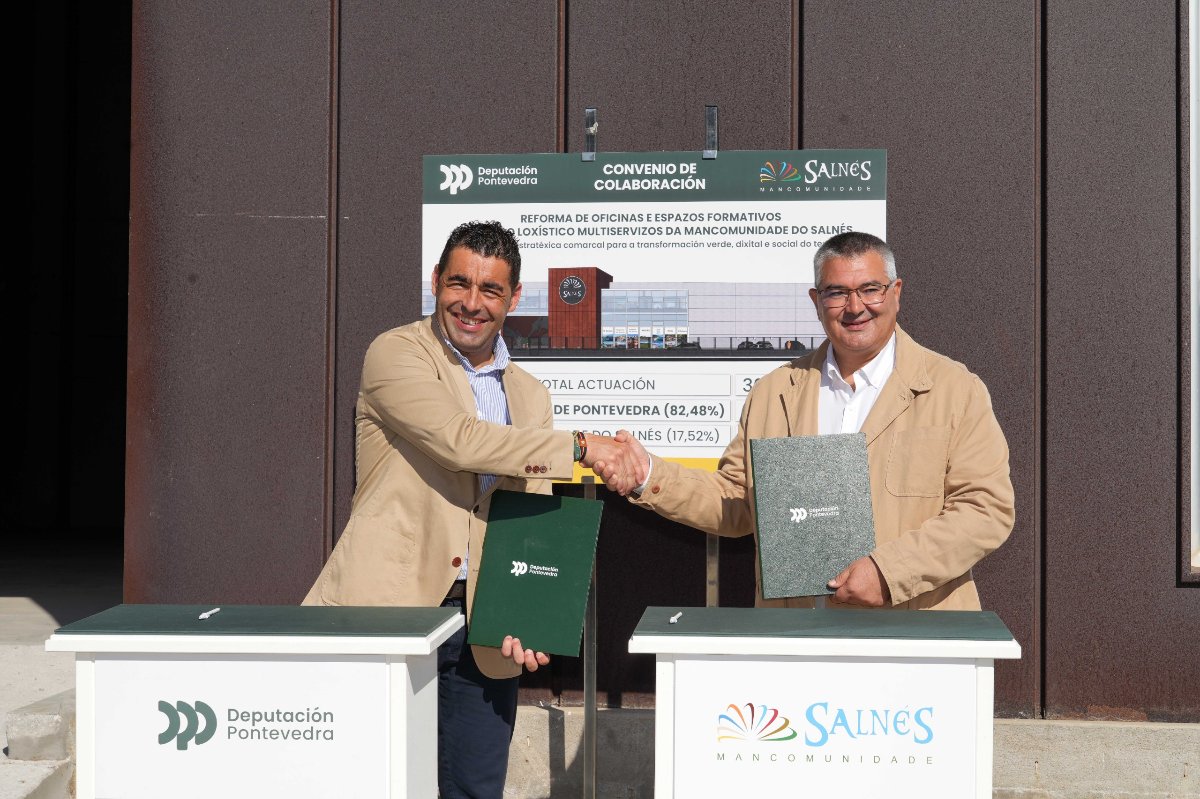Luis López asina o acordo para que a Deputación financie máis do 80% das novas oficinas e espazos formativos da Mancomunidade do Salnés