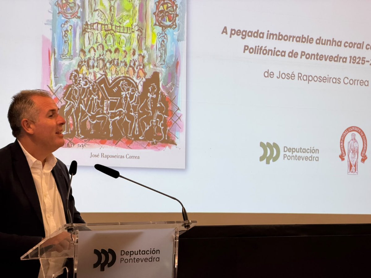 Rafa Domínguez presenta no Pazo provincial “A pegada imborrable dunha coral centenaria. Polifónica de Pontevedra 1925-2025”