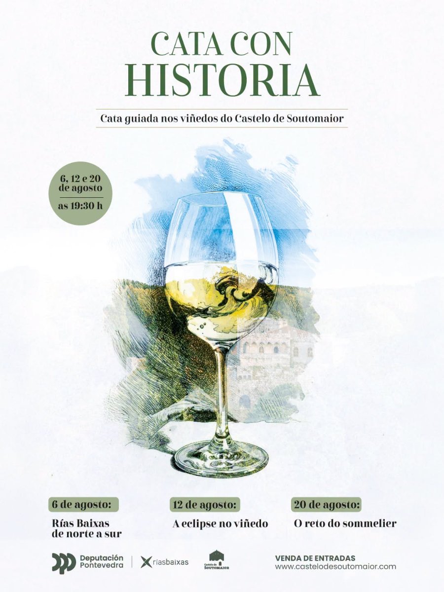 A Deputación abre este venres o prazo para participar en Catas con Historia, tres xornadas para achegarse ao Castelo de Soutomaior e aos viños da D.O. Rías Baixas
