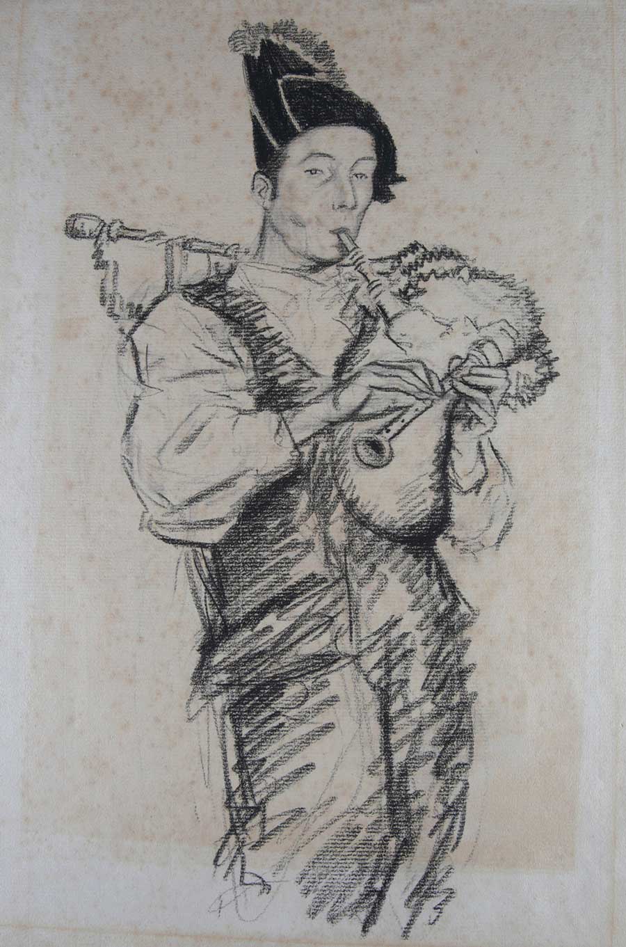 Dibujo de Castelao do gaiteiro de Soutelo