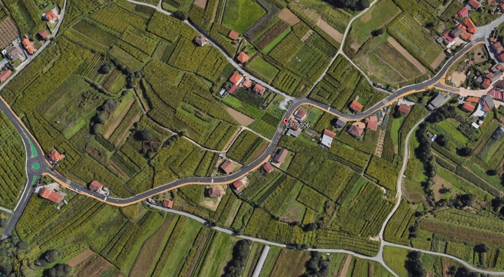 Mapa senda peatonar en la EP-9306 de Cobas a Padrenda (Meaño)